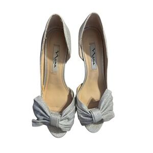 Nina glitter‎ sparkly silver bow heels